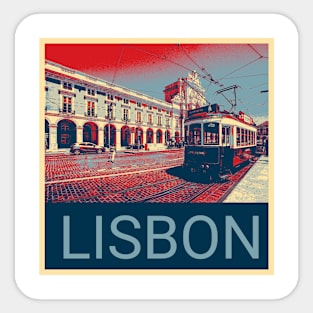 Lisbon in Shepard Fairey style design Sticker